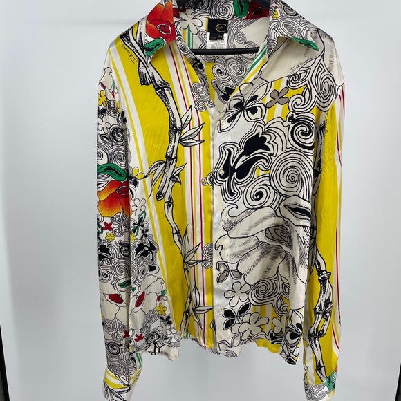 Just Cavalli Other - JUST CAVALLI Men’s Printed Satin Shirt 100% silk